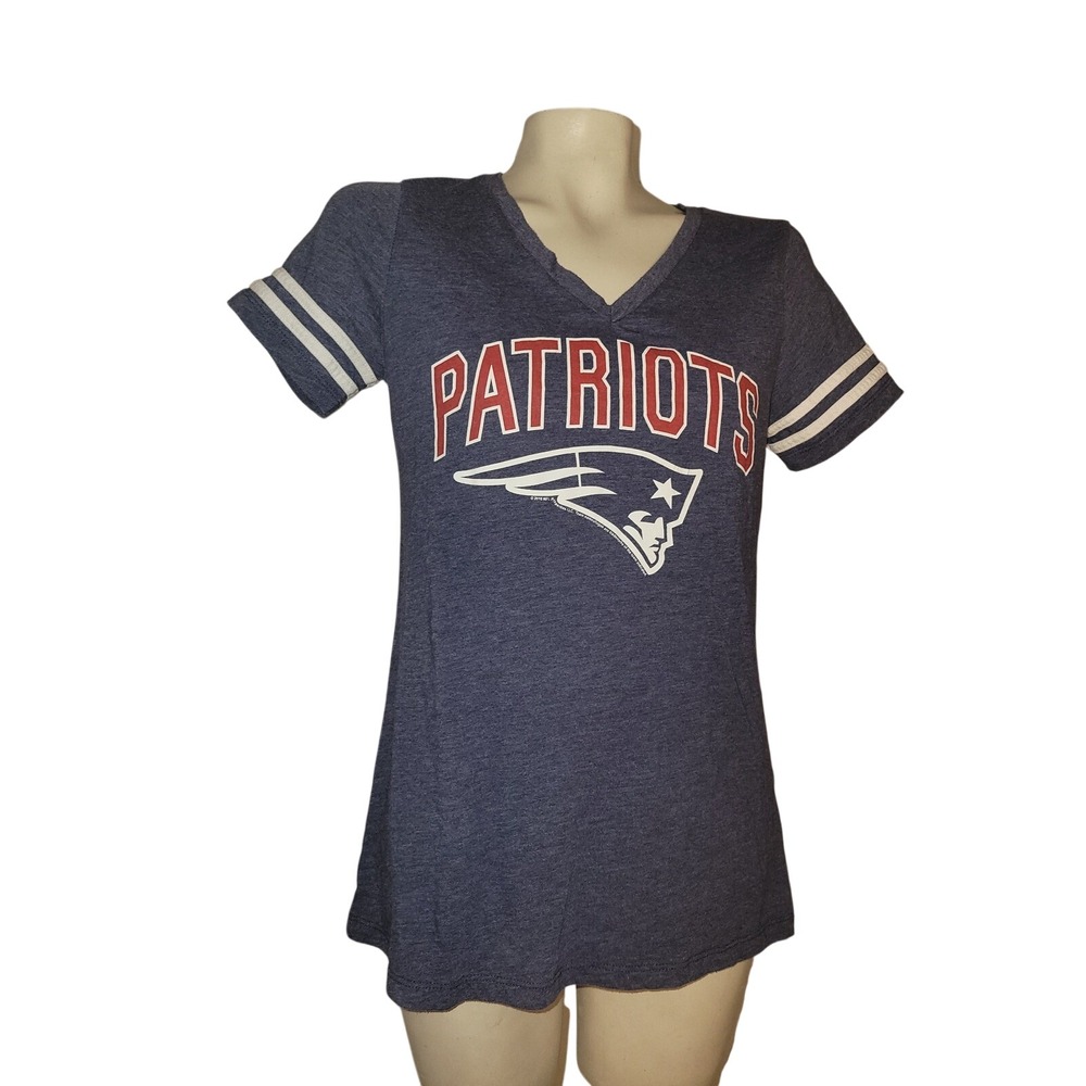 NFL Team Apparel New England Patriots Womens M V-Neck T-Shirt Navy Blue football